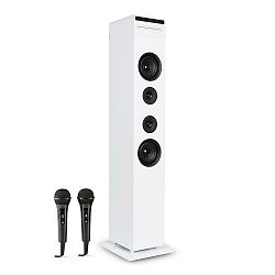 Auna Karaboom CD karaoke zařízení, bluetooth, MP3, USB nabíječka, mikrofon, dálkové ovládání, bílá barva