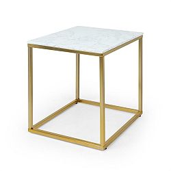 Besoa White Pearl I, konferenční stolek, 50 x 50 x 50 cm (Š x V x H), mramor, zlatý/bílý