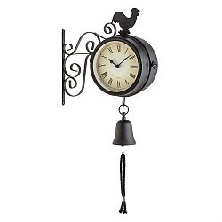 Blumfeldt Early Bird, nástěnné hodiny, zahradní hodiny, teploměr, 28 x 34 x 10 cm, zvon, retro