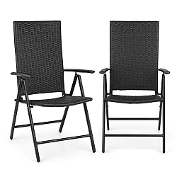 Blumfeldt Estoril, zahradní židle, polyratan, hliník, 7 úrovní, skládací, černá