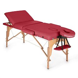KLARFIT MT 500, červený, masážní stůl, 210 cm, 200 kg, sklápěcí, jemný povrch, taška