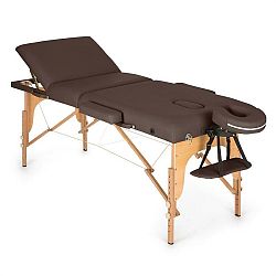KLARFIT MT 500, hnědý, masážní stůl, 210 cm, 200 kg, sklápěcí, jemný povrch, taška