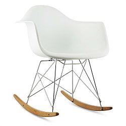 OneConcept Aurel, bílá, houpací židle, retro, PP sedadlo, březové dřevo