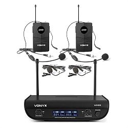 Vonyx WM82B Digital, 2kanálový systém UHF bezdrátových mikrofonů, 2 x headset mikrofon, 50 m, kufr