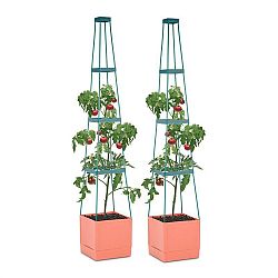 Waldbeck Tomato Tower, květináč na rajčata, set 2 ks, 25 x 150 x 25 cm, mřížka na upínání, PP