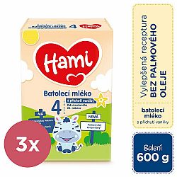3x HAMI 4 Mléko batolecí s příchutí vanilky 600 g