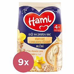 9x HAMI Kaše mléčná krupicová s vanilkovou příchutí na dobrou noc 210 g