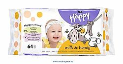 BELLA HAPPY BABY Vlhčené ubrousky mléko a med 64 ks