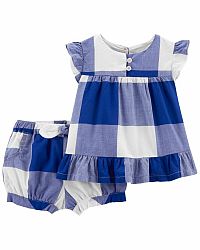 CARTER'S Set 2dílný šaty, kraťasy Blue White holka 9m