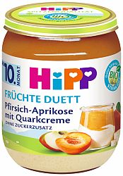 HiPP BIO Ovocný duet Broskev - Meruňka s tvarohovým krémem od 10. měsíce,  160 g