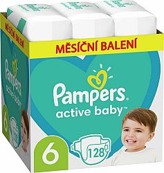 PAMPERS Active Baby Pleny jednorázové 6 (13-18 kg) 128 ks - MĚSÍČNÍ ZÁSOBA
